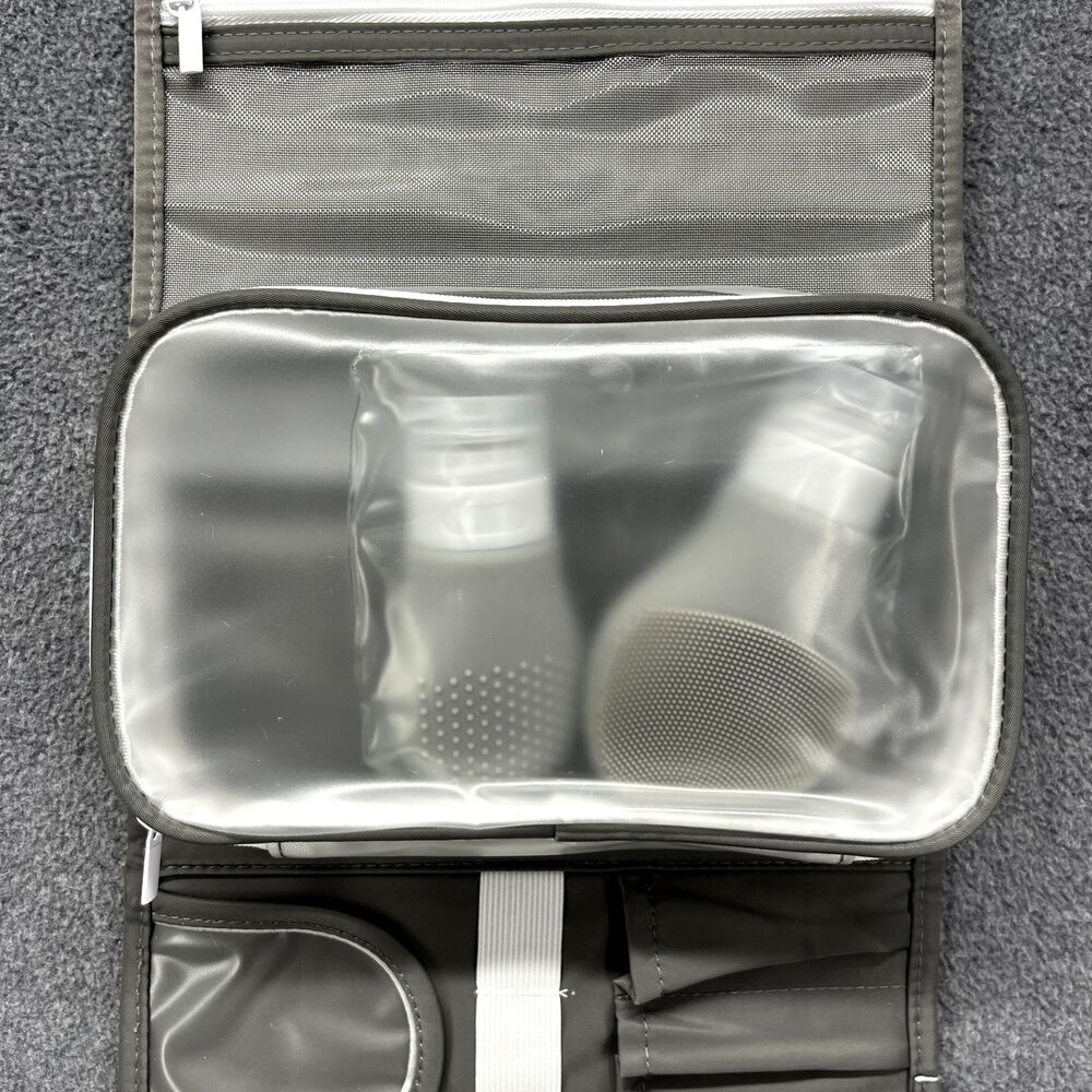 GoGo Travel Bag Hanging Toiletry Cosmetic Pouch Gray Compact Purse‎ - Picture 2 of 11